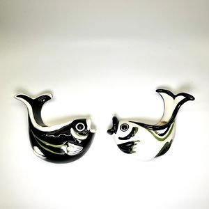 RARE Vintage 1954 Black & White Fish Wall Pocket Vase Planter Mid-Century Modern